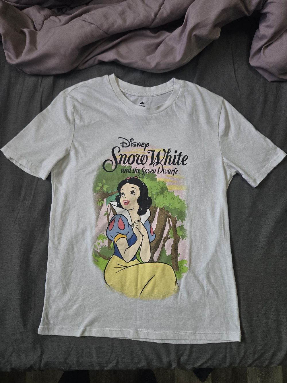 Disney White Snow White Tee with Yellow, Blue & Green